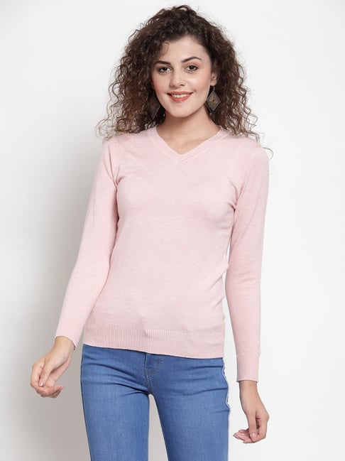 Buy Global Republic Light Pink Slim Fit Sweater for Women Online