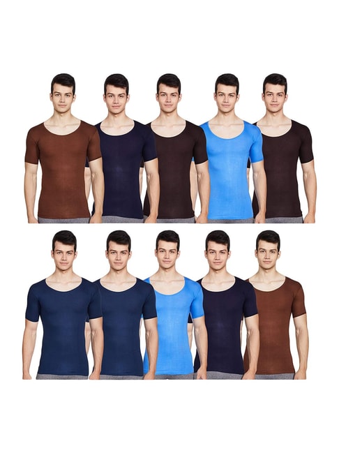 Buy Rupa Jon Assorted Colour Cotton Vest (Pack Of 10) for Mens