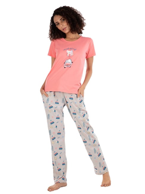 Buy Nite Flite Multicolor Printed Top With Pyjamas for Women