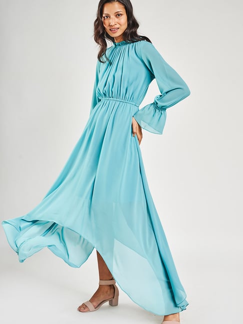 sachin and babi light blue dress Printed Maxi Dress in Aqua | Floor Length Dress