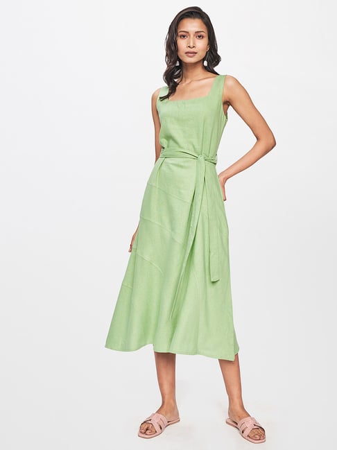 Sage Green Prom Dresses Satin Long Split V-neck – alinanova