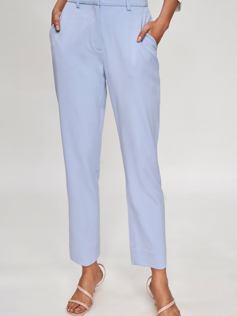 AD By Arvind Formal Trousers  Buy Men Blue Mid Rise Solid Formal Trousers  Online  Nykaa Fashion