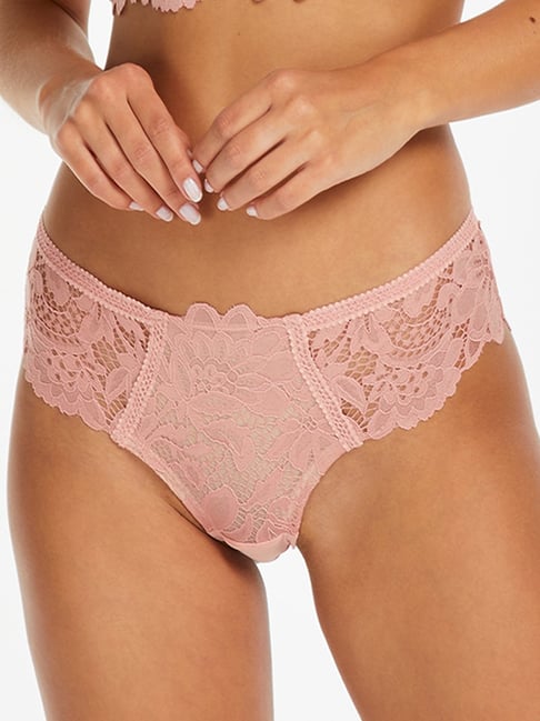 Hunkemoller Pink Lace Shiloh Brazilian Bikini Panty Price in India