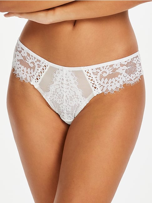 Hunkemoller White Lace Leyla Brazilian Bikini Panty Price in India