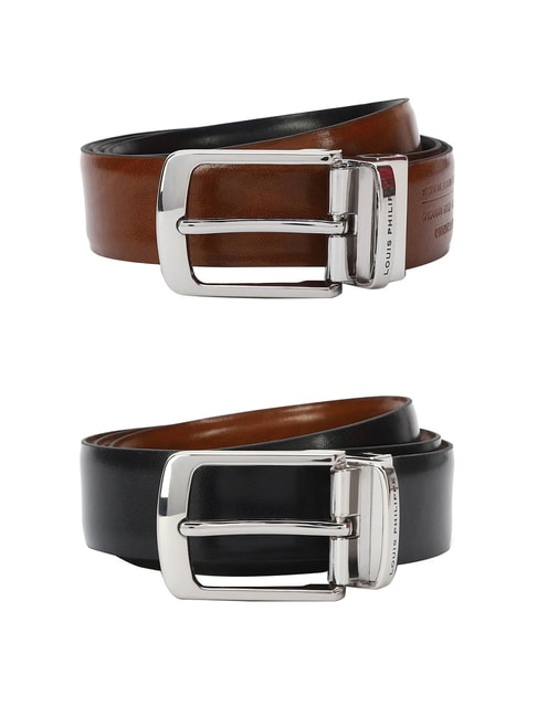 Buy Louis Philippe Men Brown & Black Solid Reversible Leather Belt