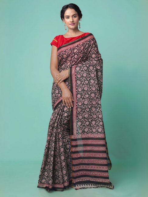 Unnati Silks Women's Pure Bagru Printed Cotton  Saree Price in India