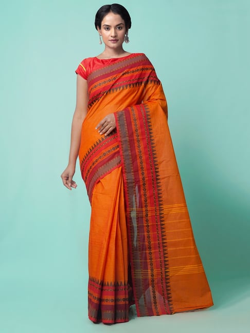 Unnati Silks Women's Pure Handcrafted Chettinad Cotton Saree Price in India