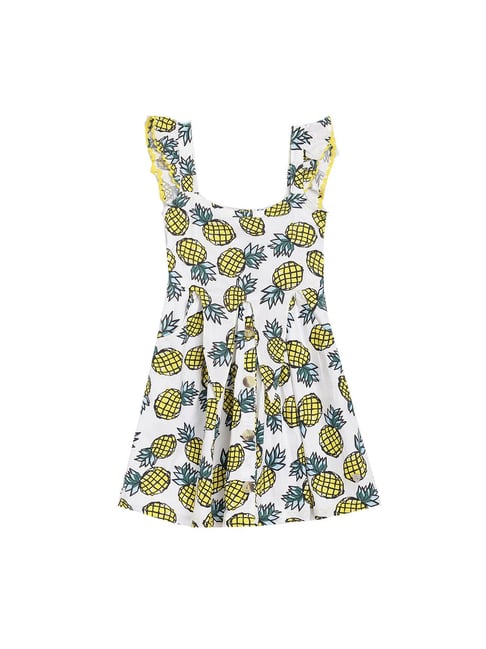 Blue Giraffe Kids White Cotton Printed Dress-picture-28