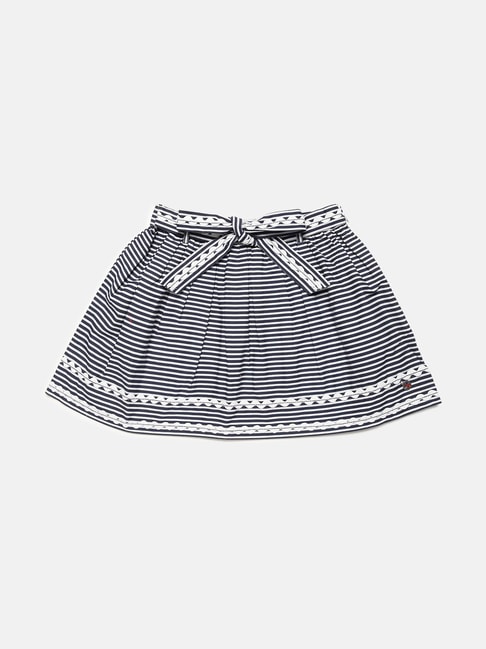 Elle Kids Navy Cotton Printed Skirt