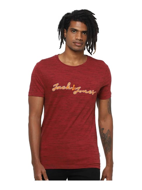 Buy Jack \u0026 Jones Maroon Slim Fit Cotton 