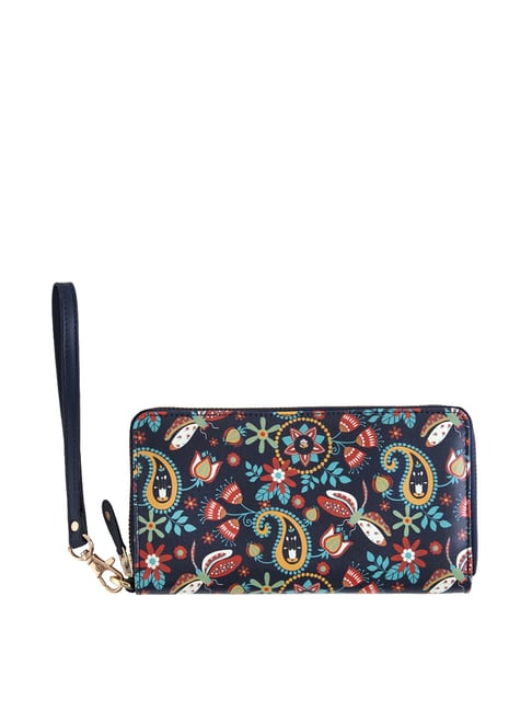 Chumbak Paisley Blue Printed Zip Around Wallet for Women