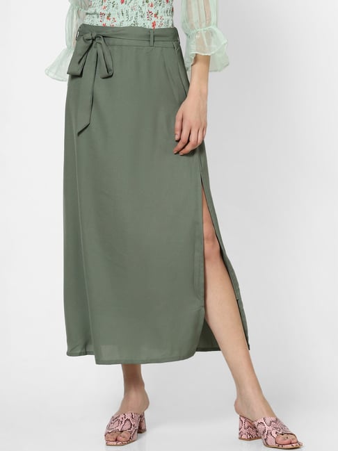 Forever 21 Khaki Below Knee Skirt Price in India