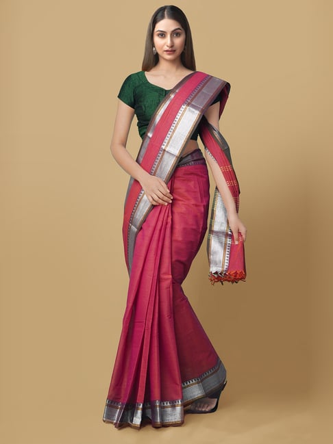 Unnati Silks Women's Pure Handloom Pavni Uppada Cotton Saree Price in India