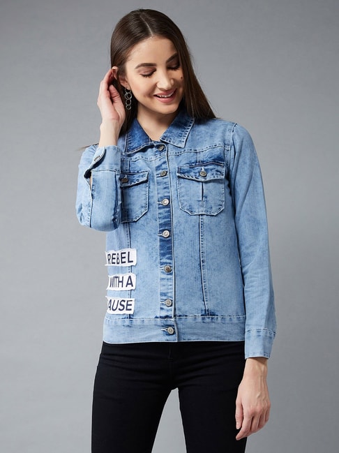 Buy FUNDAY FASHION Women Solid Loose fit Denim Jacket (X-Large, Washed  Blue) at Amazon.in