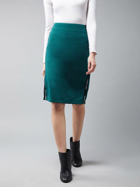 DOLCE CRUDO Green Knee Length Skirt