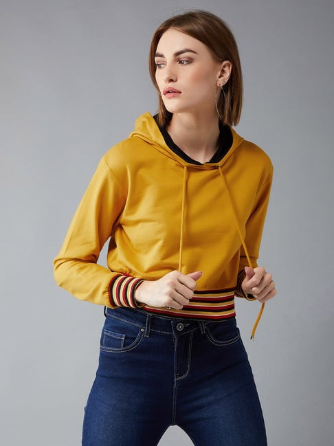 DOLCE CRUDO Mustard Relaxed Fit Crop Sweatshirt-picture-20