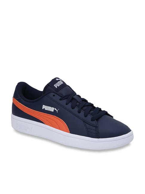 Puma Kid's Smash V2 Leather JR Peacoat Navy Casual Sneakers