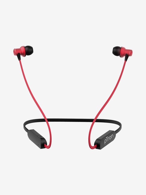 PTron Avento Classic In-Ear Wireless Bluetooth Neckband (Red and Black)