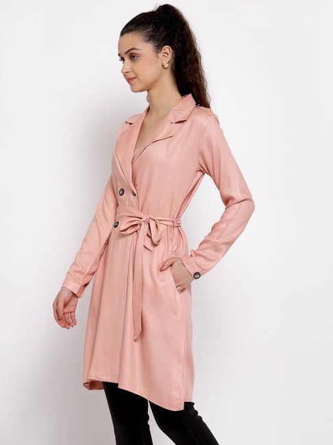 Style Quotient Light Pink Full Sleeves Trench Coat