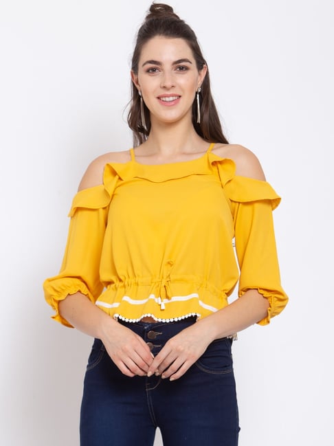 Mustard yellow deals tops online