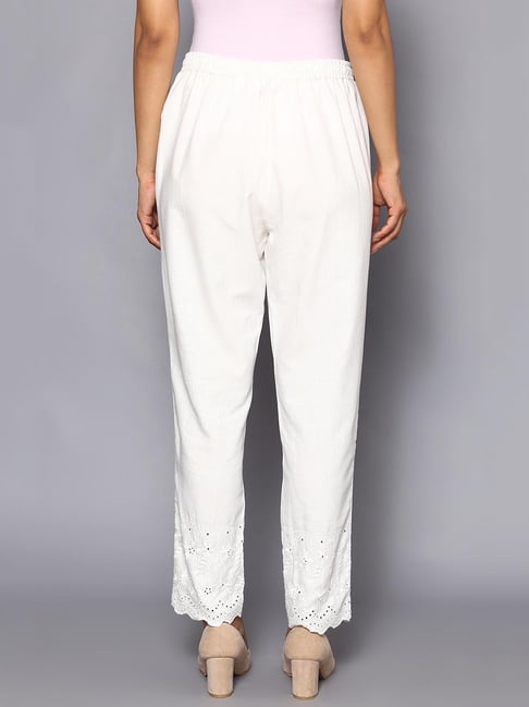 Buy White Cotton Solid Pant for INR499.50 |Biba India