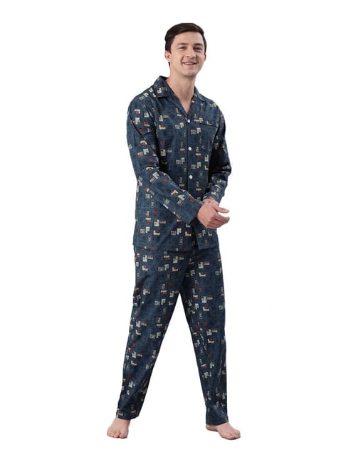 The Bear House Navy Cotton Pyjama Set