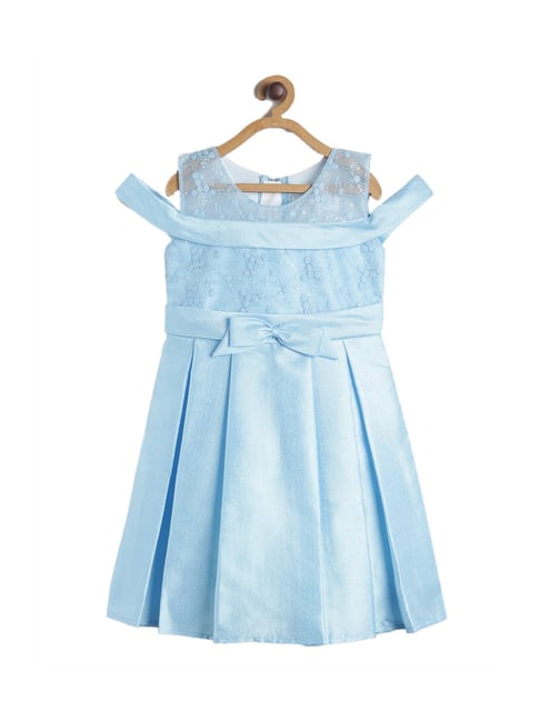 Baby blue princess girl dress with floral embroidery and long tulle sleeves  | L´ANISÉ Frankfurt