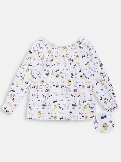 Elle Kids White Cotton Printed Top-picture-33