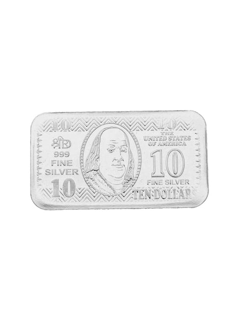 Sri Jagdamba Pearls 10 Dollars 999 10gm Silver Bar