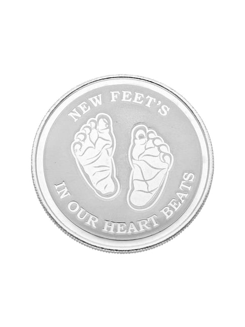 Sri Jagdamba Pearls New Born Baby Feets 999 Silver 10gm Silver Coin