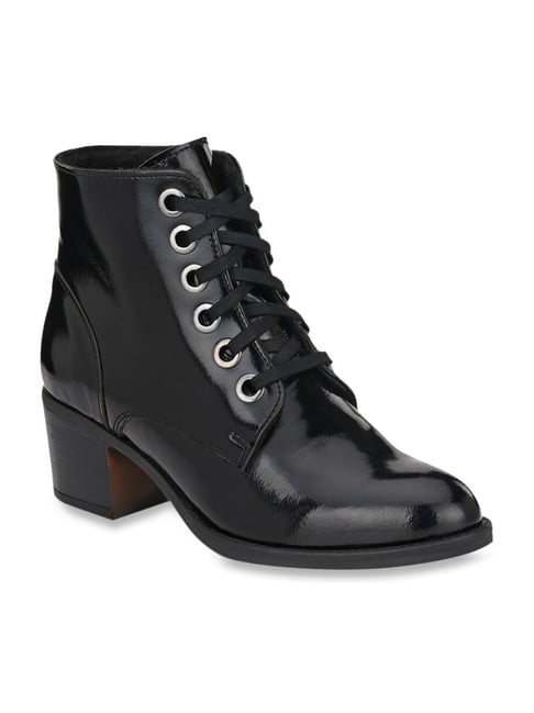 Black Patent Block Heel Ankle Boots - CHARLES & KEITH US