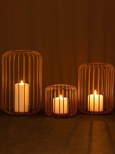 Aapno Rajasthan Gold Candle Holders - Set of 3-picture-42