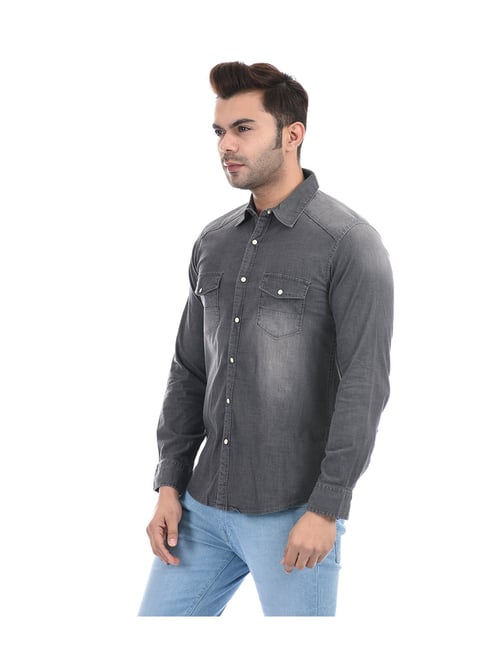 Buy Pepe Jeans Grey Regular Fit Shirt for Men Online @ Tata CLiQ