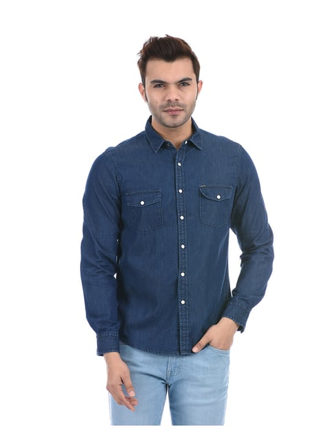 Pepe Jeans Dark Blue Regular Fit Denim Shirt