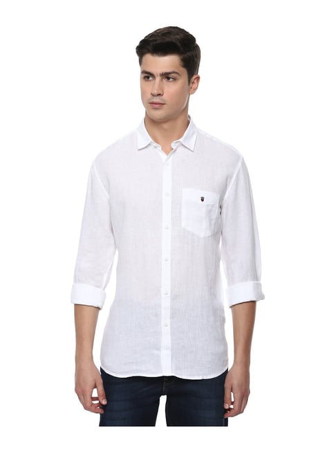 Louis philippe white linen shirts best sale