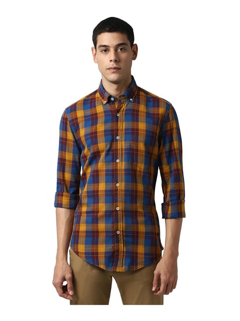 Peter England Multicolor Slim Fit Check Cotton Shirt