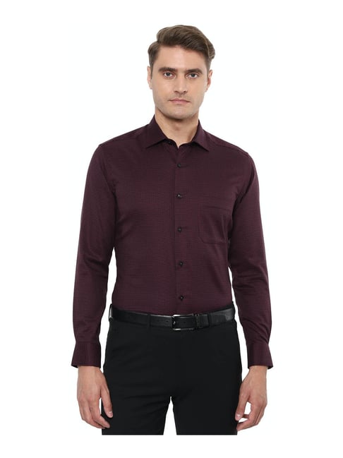 Louis Philippe Men Maroon Shirt: Buy Louis Philippe Men Maroon Shirt Online  at Best Price in India