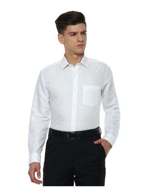 Van Heusen White Regular fit Check Shirt