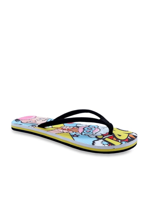 Buy Solethreads Women's Black Yellow Flip Flops for Women at