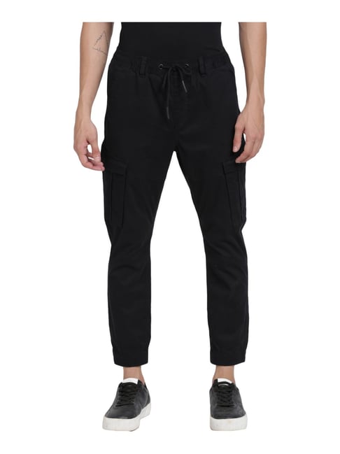 Buy Breakbounce Black Cotton Slim Fit Cargo Joggers for Mens Online @ Tata  CLiQ