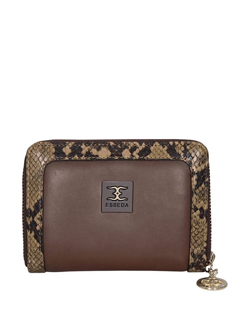 Buy Esbeda Brown Animal Effect Zip Around Wallet for Women Online