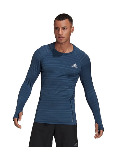 Buy Adidas RUNNER LS Blue Striped T-Shirt for Men Online Tata CLiQ