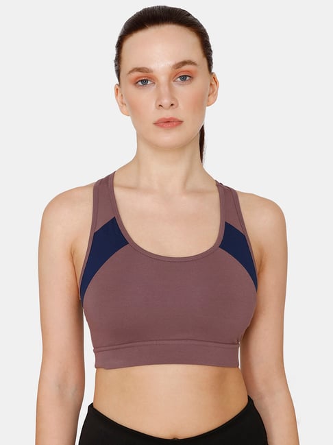 Zelocity by Zivame Brown Non Wired Non Padded Sports Bra Price in