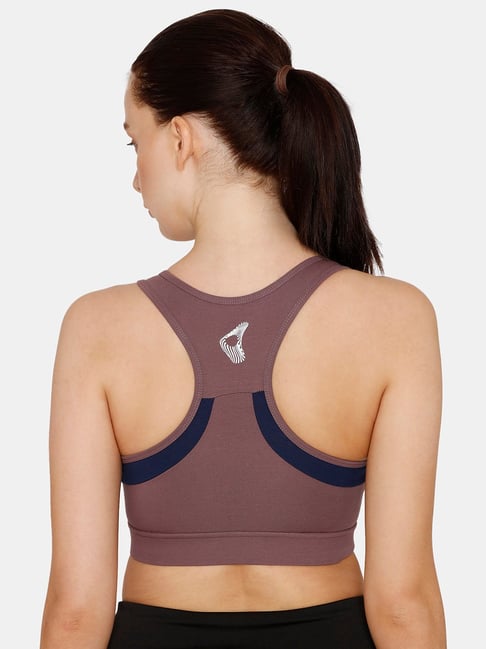 Zelocity by Zivame Brown Non Wired Non Padded Sports Bra Price in