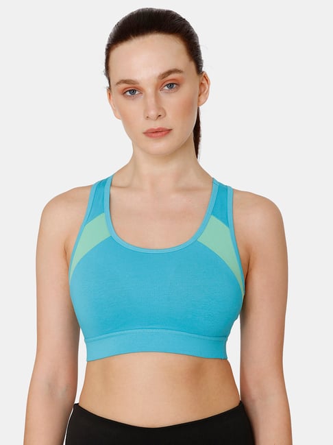 Buy Zelocity by Zivame Scuba Blue Non Wired Non Padded Sports Bra for Women  Online @ Tata CLiQ