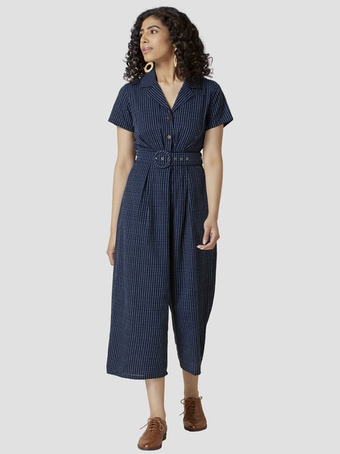 Buy Indya Navy Cotton Printed Jumpsuit 