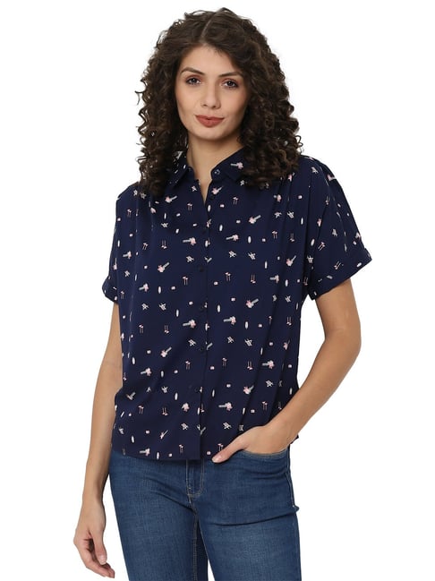 Solly by Allen Solly Navy Printed Shirt Price in India