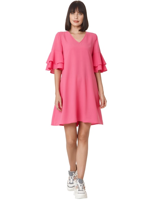Vero Moda Shocking Pink Regular Fit Dress Price in India