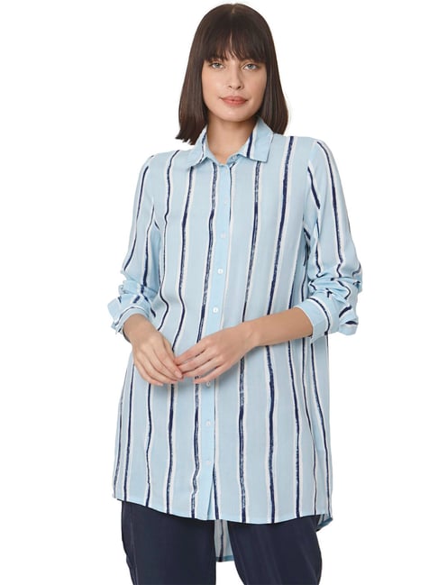 Vero Moda Blue Striped Longline Shirt