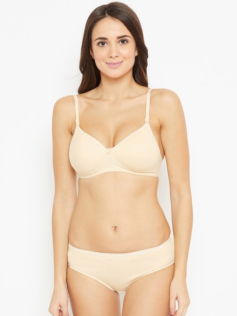 Buy N-Gal Cream Cotton Bra & Panty Set for Women Online @ Tata CLiQ